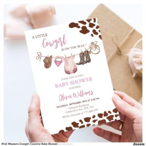 Pink Western Cowgirl Country Baby Shower Invitation