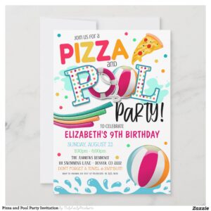 Pizza and Pool Party Invitation