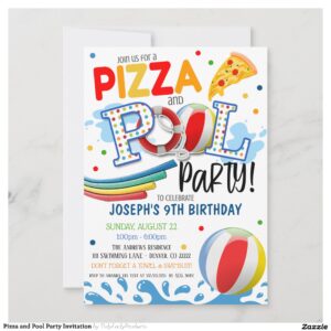 Pizza and Pool Party Invitation