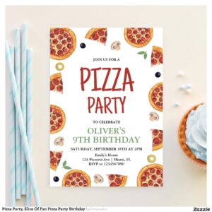 Pizza Party, Slice Of Fun Pizza Party Birthday Invitation