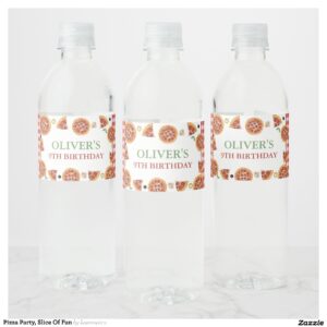 Pizza Party, Slice Of Fun Water Bottle Label