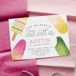 Pop On Over & Chill Popsicle Kids Birthday Party Invitation