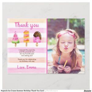 Popsicle Ice Cream Summer Birthday Thank You Card