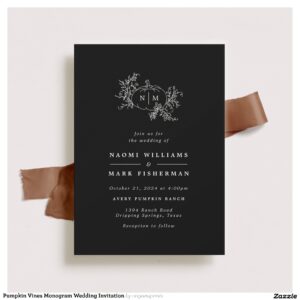 Pumpkin Vines Monogram Wedding Invitation