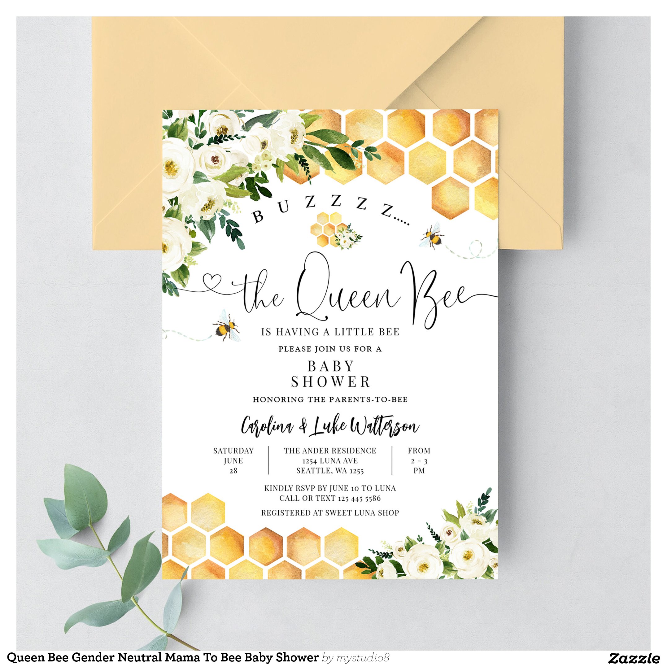 Queen Bee Gender Neutral Mama To Bee Baby Shower Invitation