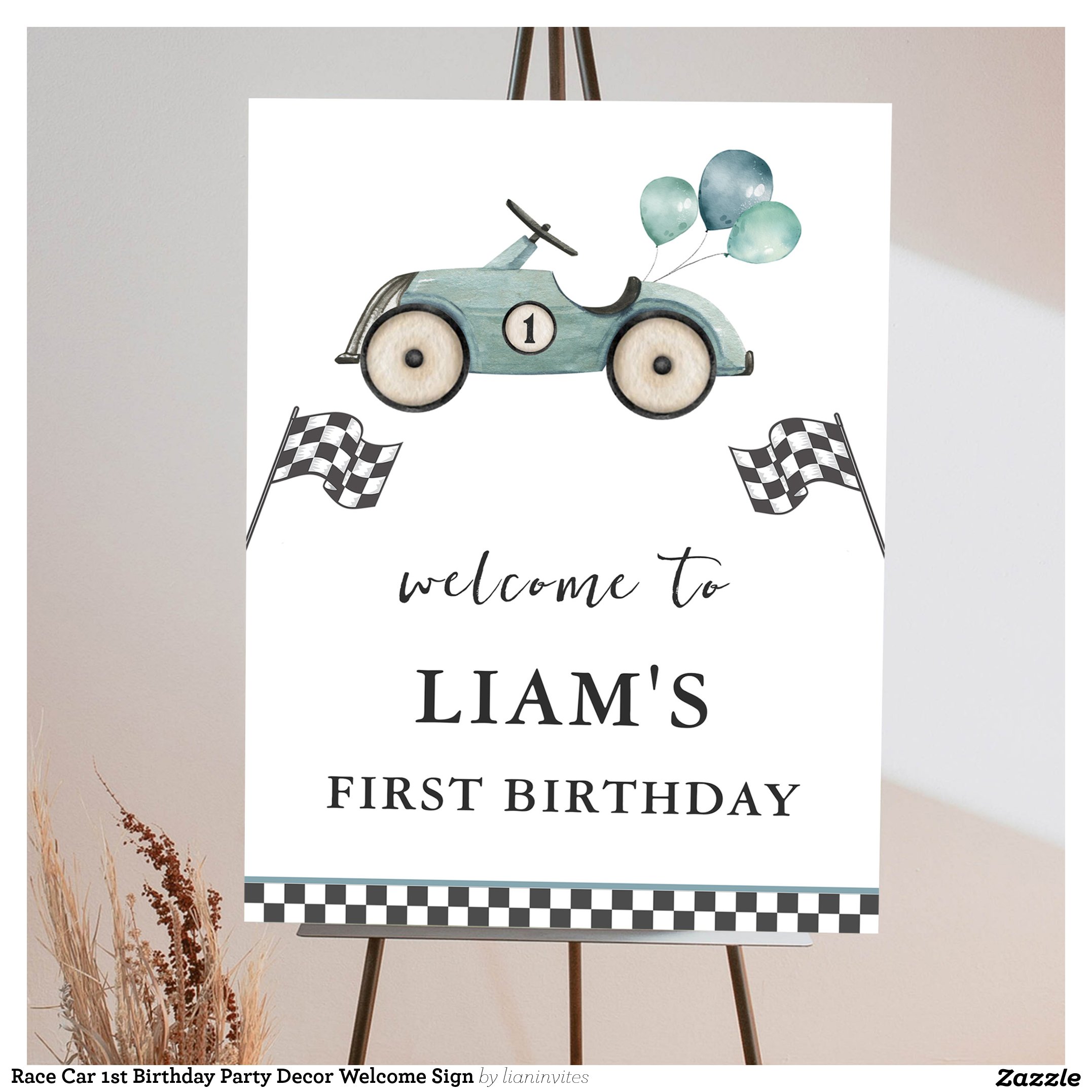 Race Car 1st Birthday Party Decor Welcome Sign