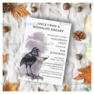 Raven Crow Cocktail Halloween Party Invitation