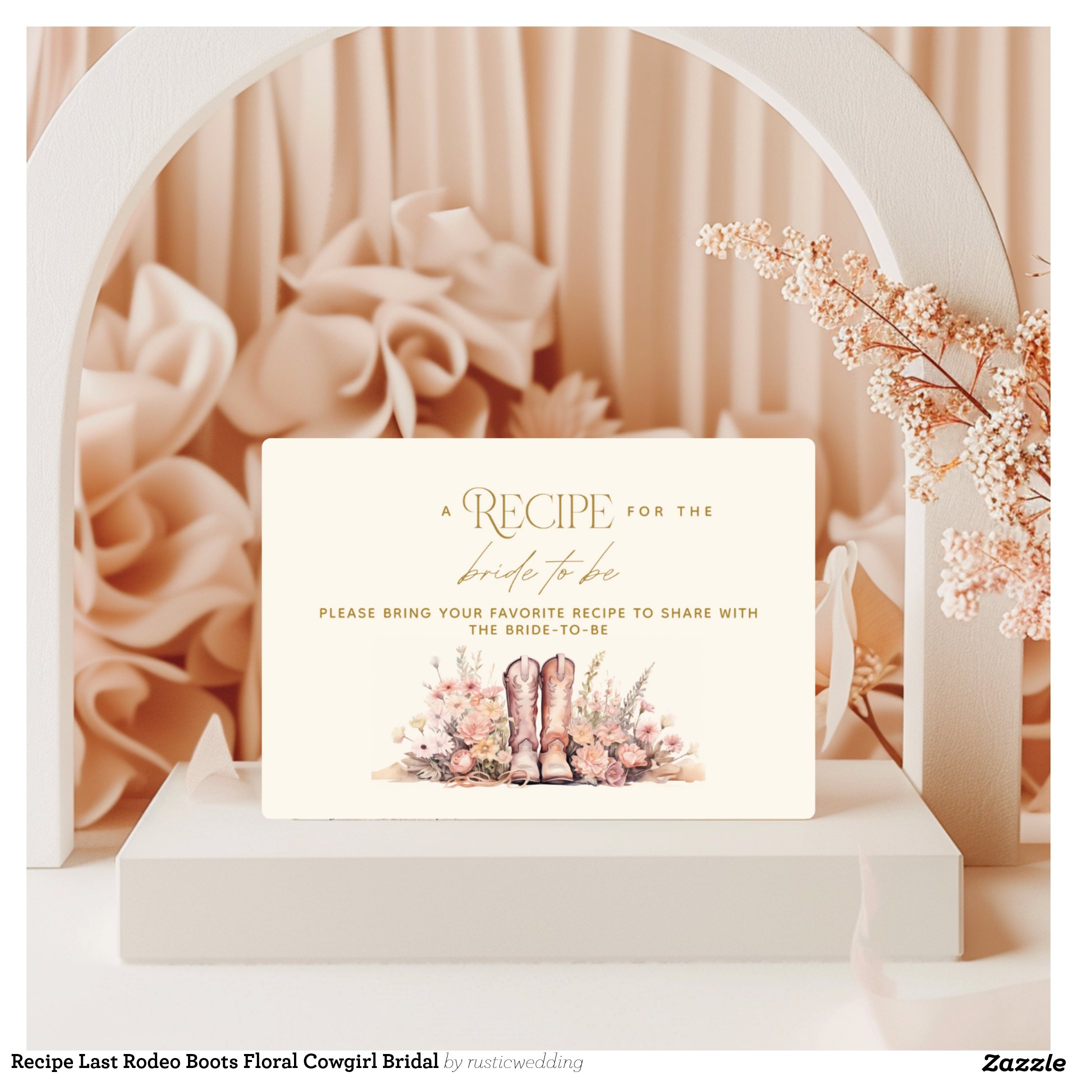 Recipe Last Rodeo Boots Floral Cowgirl Bridal Enclosure Card
