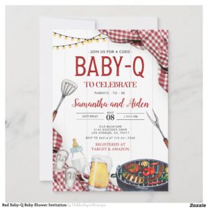 Red Baby-Q Baby Shower Invitation