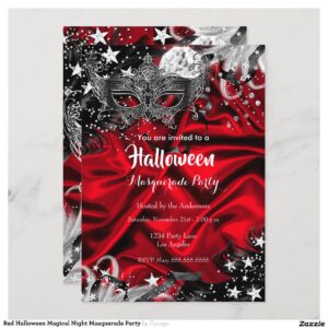 Red Halloween Magical Night Masquerade Party Invitation