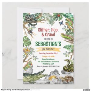 Reptile Party Boy Birthday Invitation