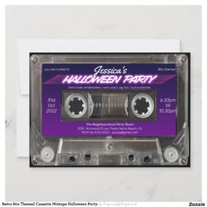 Retro 80s Themed Cassette Mixtape Halloween Party Invitation