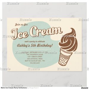 Retro Ice Cream Party Invitations