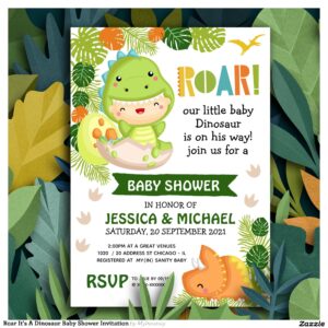 Roar is a Dinosaur Baby Shower Invitation