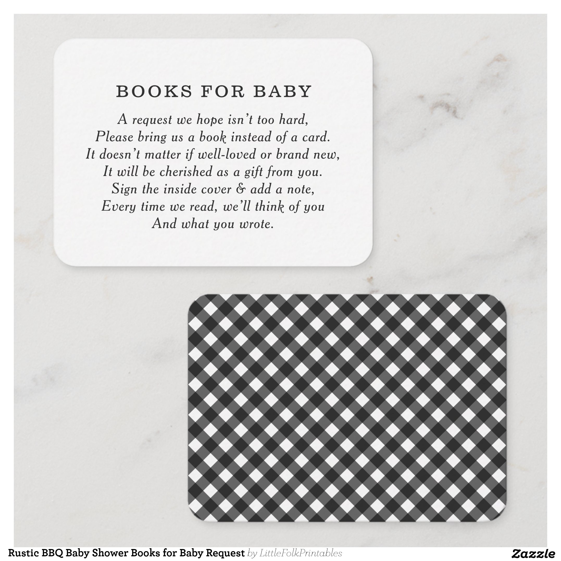 Rustic BBQ Baby Shower Books for Baby Request Enclosure Card