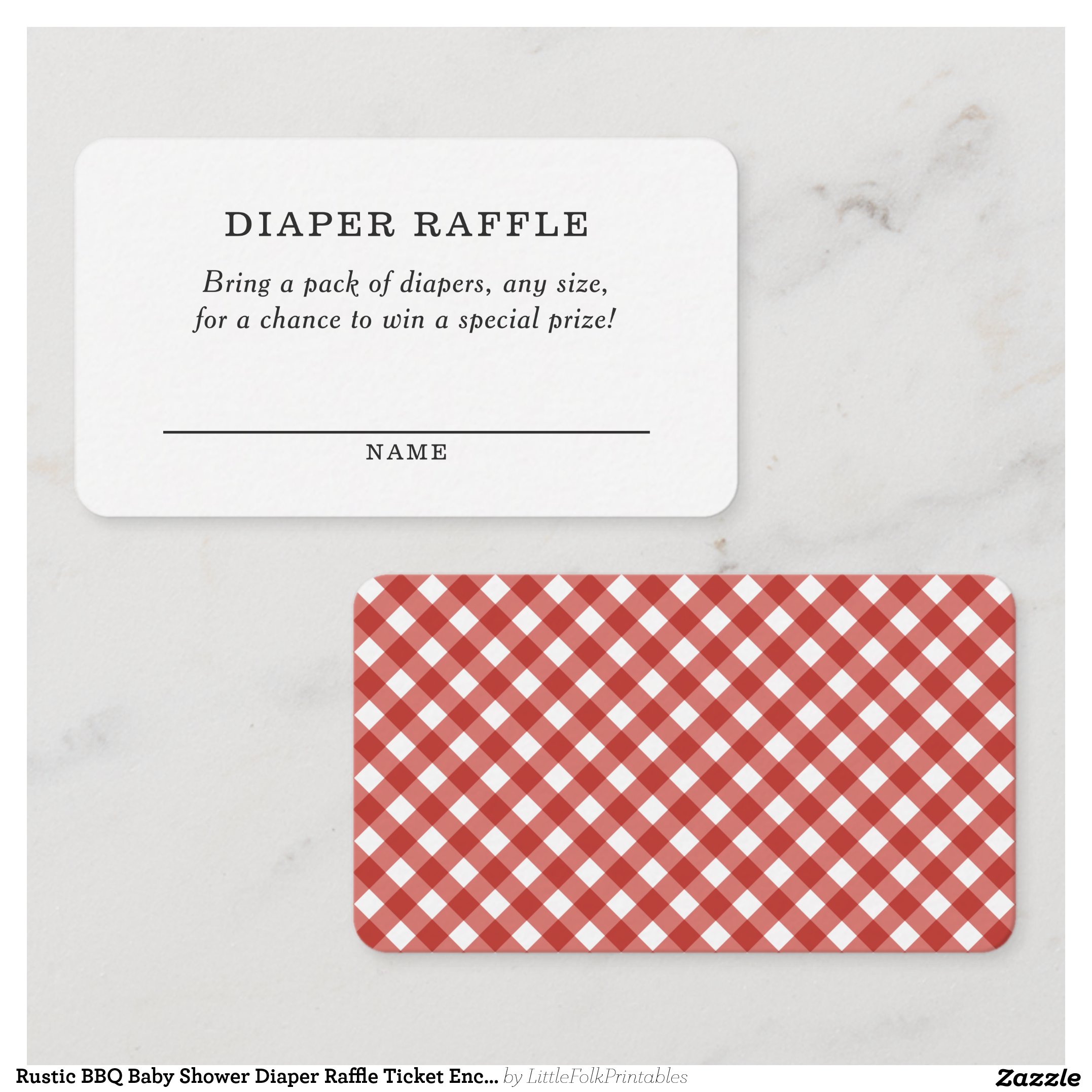 Rustic BBQ Baby Shower Diaper Raffle Ticket Enclo Enclosure Card
