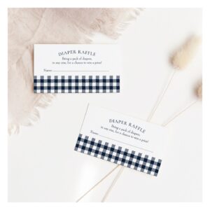 Rustic Blue Plaid Baby Shower Diaper Raffle Business Card