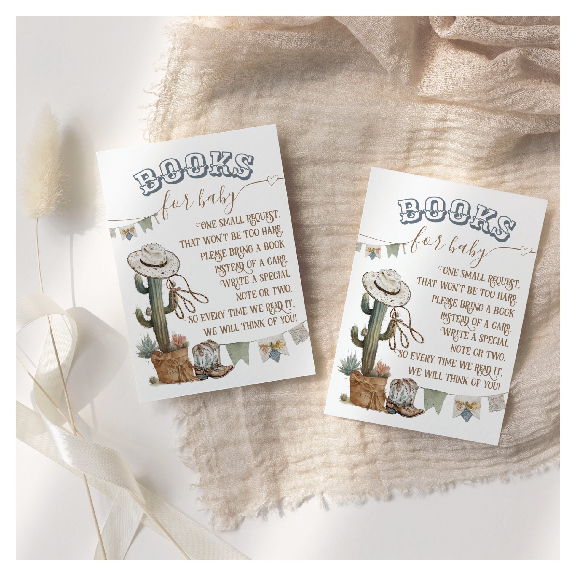 Rustic Boho Country Boy Shower books for baby Enclosure Card