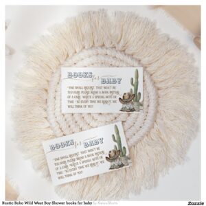 Rustic Boho Wild West Boy Shower books for baby Enclosure Card
