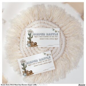 Rustic Boho Wild West Boy Shower diaper raffle Enclosure Card