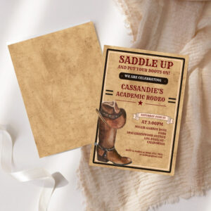 Rustic Boots Western Cowboy Graduation Invitation
