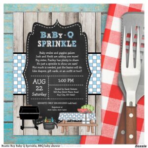 Rustic Boy Baby Q Sprinkle, BBQ baby shower Invitation