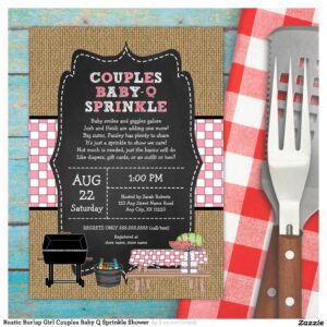 Rustic Burlap Girl Couples Baby Q Sprinkle Shower Invitation