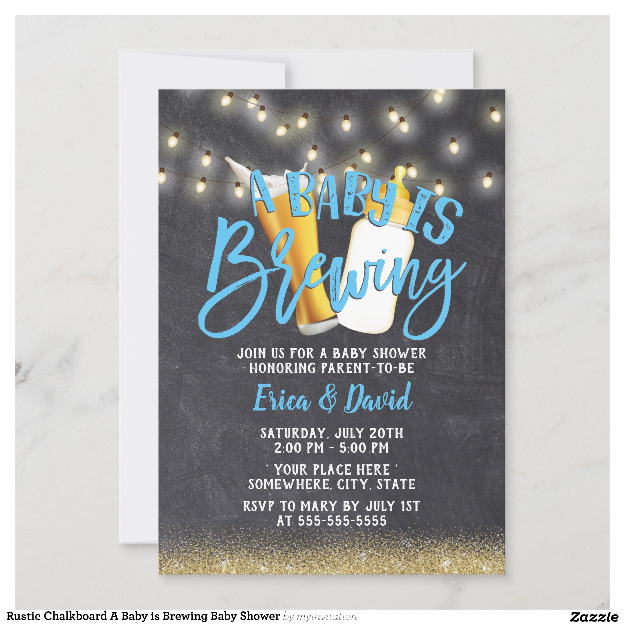 Rustic Chalkboard A Baby is Brewing Baby Shower Invitation