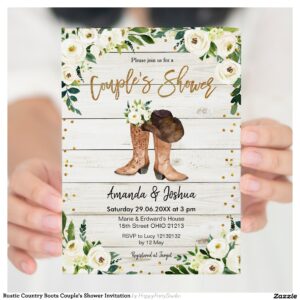 Rustic Country Boots Couple's Shower Invitation