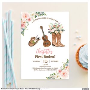 Rustic Country Cowgirl Boots Wild West Birthday Invitation