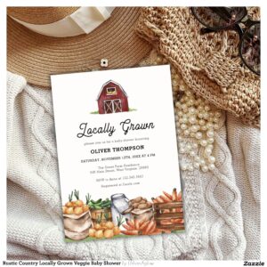 Rustic Country Locally Grown Veggie Baby Shower Invitation