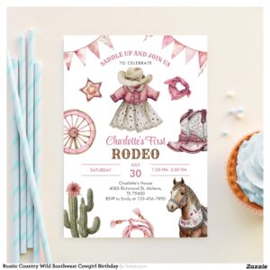 Rustic Country Wild Southwest Cowgirl Birthday Invitation