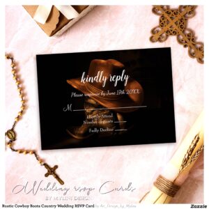 Rustic Cowboy Boots Country Wedding RSVP Card