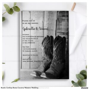Rustic Cowboy Boots Country Western Wedding Invitation