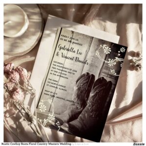 Rustic Cowboy Boots Floral Country Western Wedding Invitation