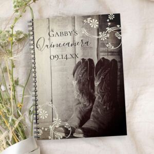 Rustic Cowboy Boots Western Quincea?era Guest Book