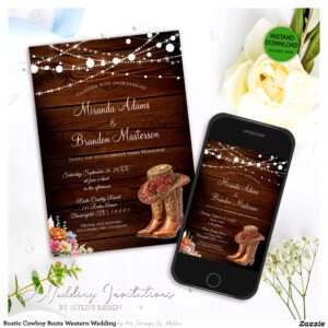 Rustic Cowboy Boots Western Wedding Invitation