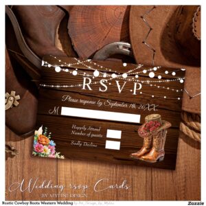 Rustic Cowboy Boots Western Wedding RSVP Card