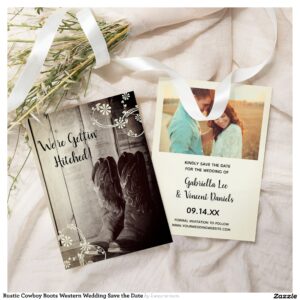 Rustic Cowboy Boots Western Wedding Save the Date Invitation