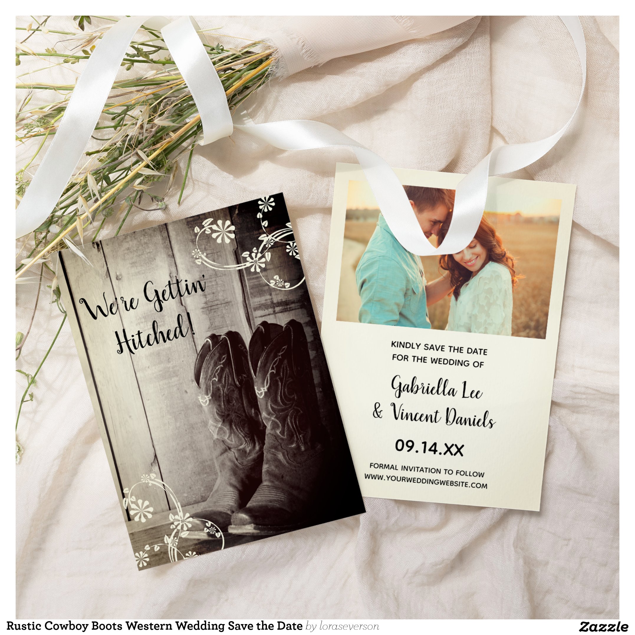 Rustic Cowboy Boots Western Wedding Save the Date Invitation