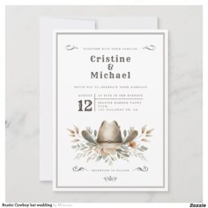 Rustic Cowboy hat wedding Invitation