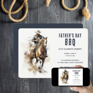 Rustic Cowboy Horse Country Father's Day BBQ Invitation