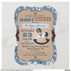 Rustic Cowboy Western Rocking Horse Baby Shower Invitation
