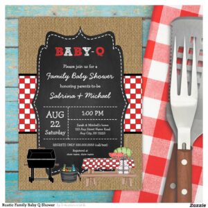 Rustic Family Baby Q Shower Invitation