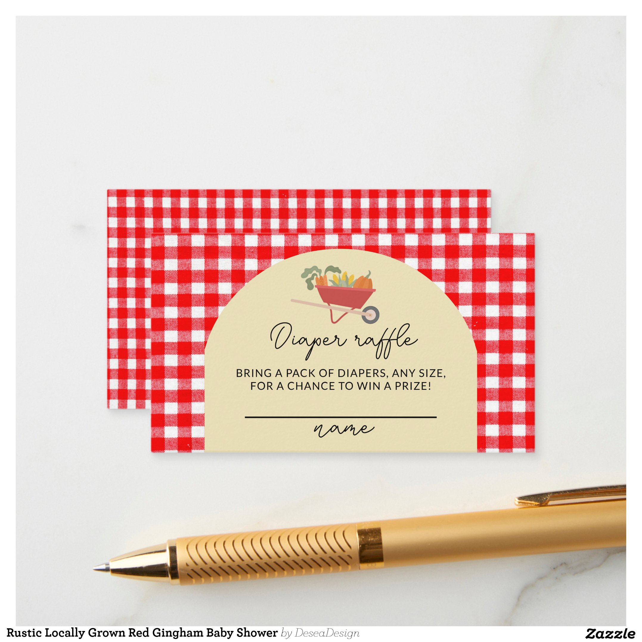 Rustic Locally Grown Red Gingham Baby Shower Enclosure Card