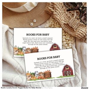 Rustic Locally Grown Veggie Books For Baby Shower Enclosure Card