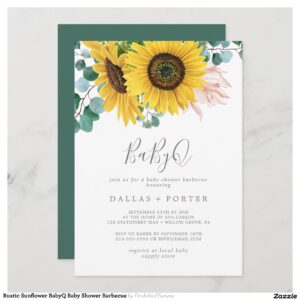 Rustic Sunflower BabyQ Baby Shower Barbecue Invitation