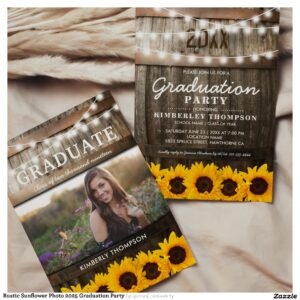 Rustic Sunflower Photo 2025 Graduation Party Invitation