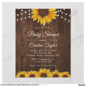 Rustic Sunflowers & Lights Baby Shower Invitation