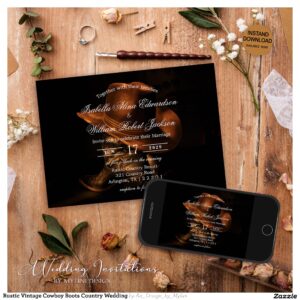 Rustic Vintage Cowboy Boots Western Wedding Invitation